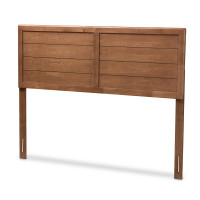 Baxton Studio MG97093-Ash Walnut-HB-Full Seren Mid-Century Modern Walnut Brown Finished Wood Full Size Headboard